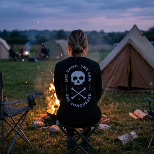 She Conquered Longsleeve Black T-shirt