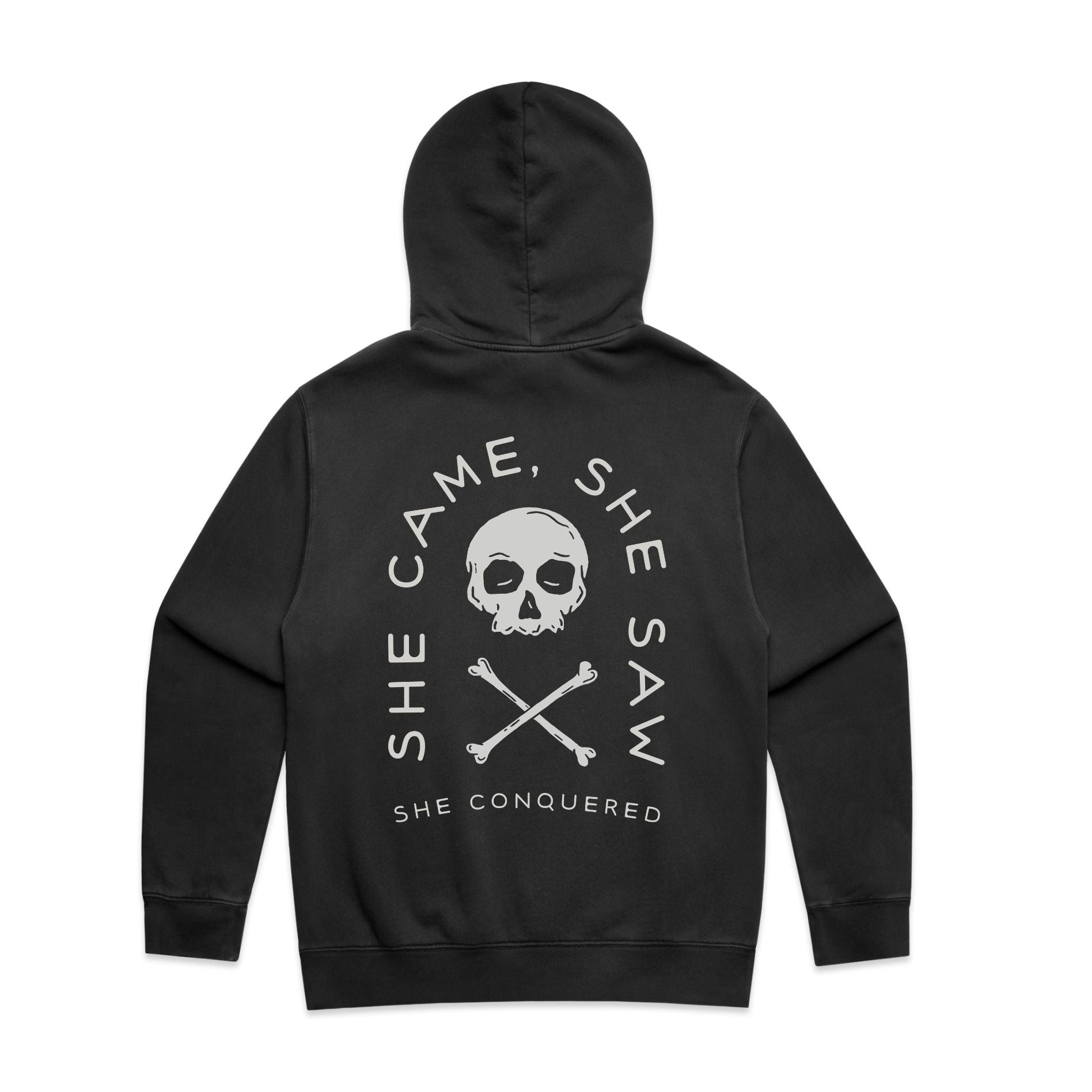 She Conquered Vintage Black Relaxed Hoodie