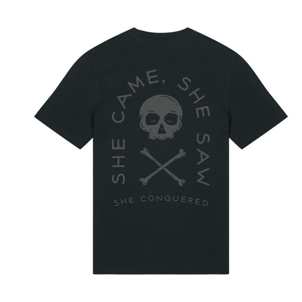 She Conquered Black T-shirt