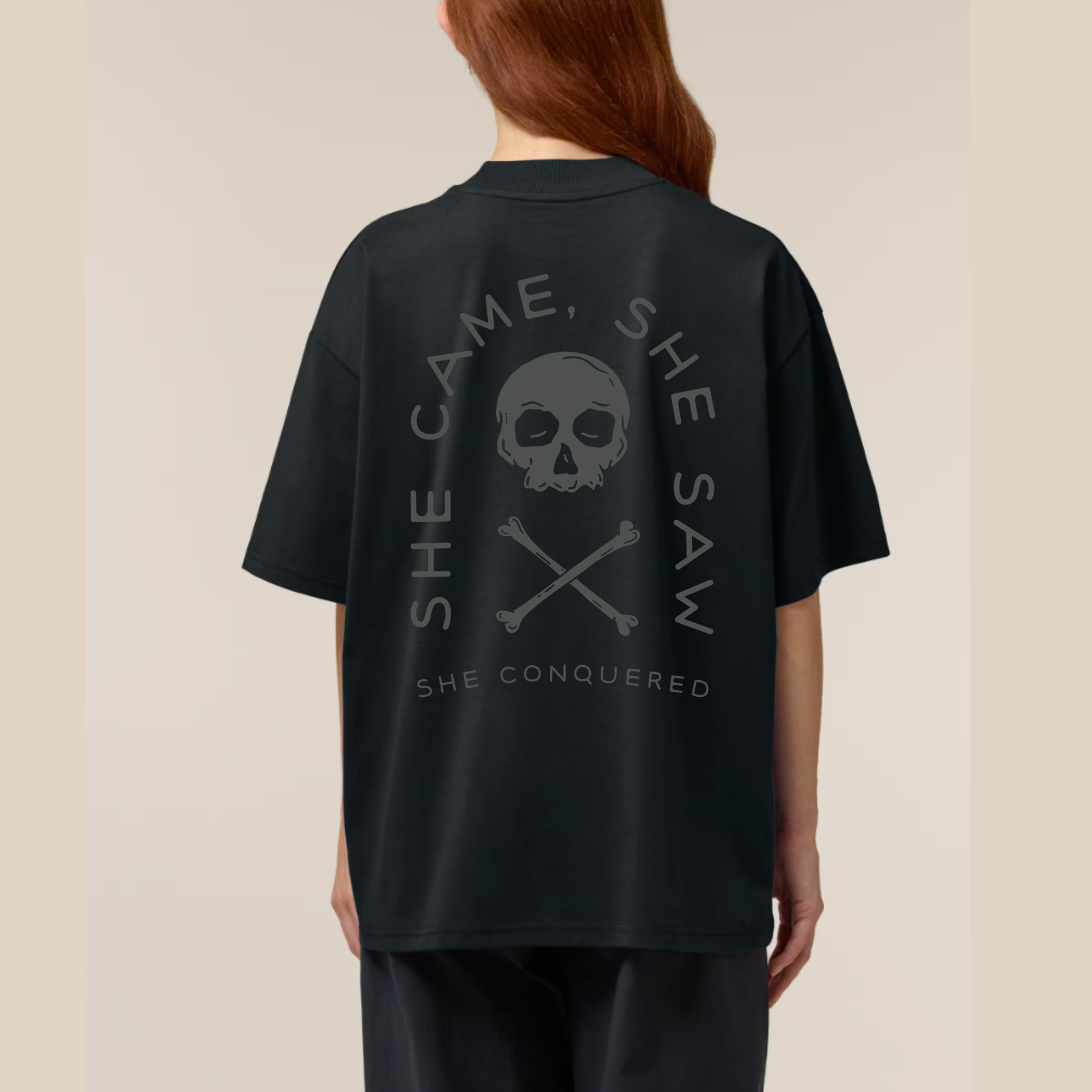 She conquered black T-shirt